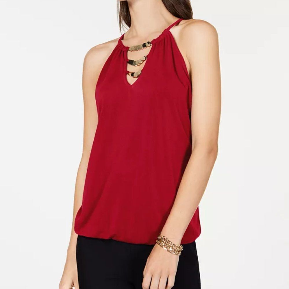 NEW! INC Embellished Halter Top size Large in Red